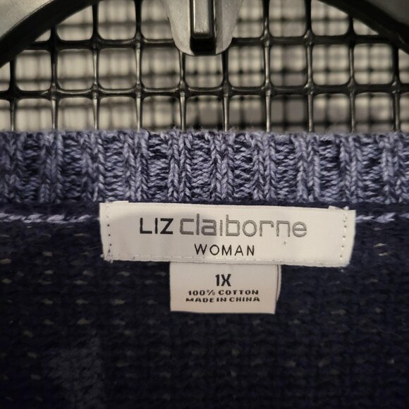 Pre-owned Liz Claiborne Woman Navy Blue 100% Cotton Cardigan (Size 1X) - Picture 3 of 4